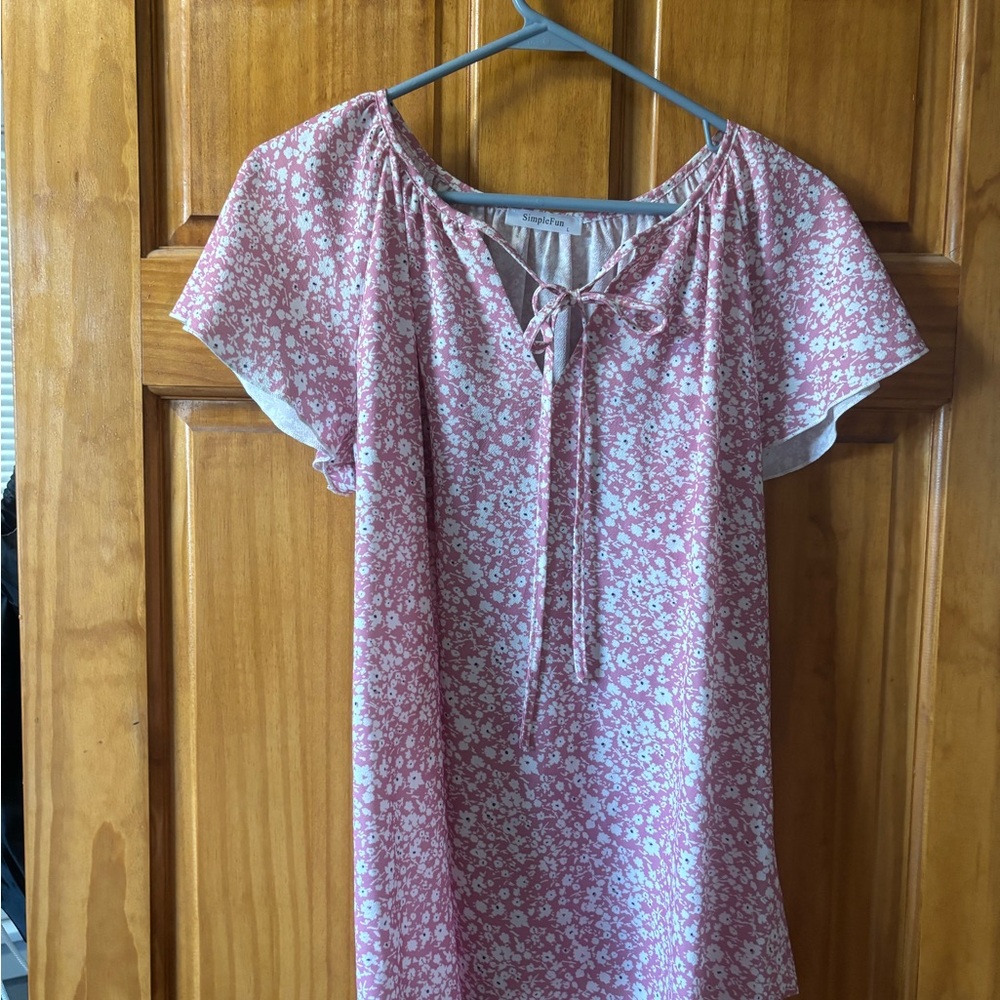 Pink Floral Women's Blouse